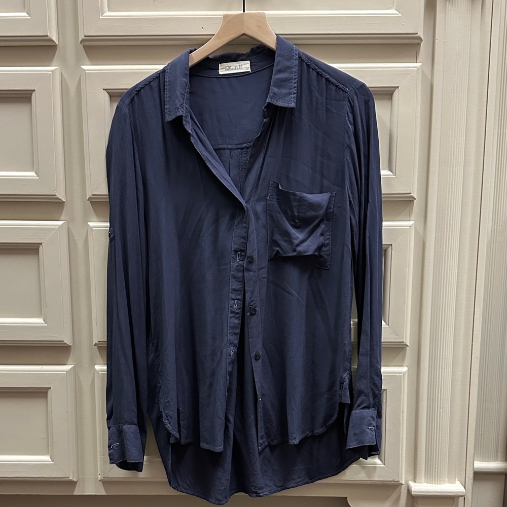 Bella Dahl Navy Casual Button Down Shirt